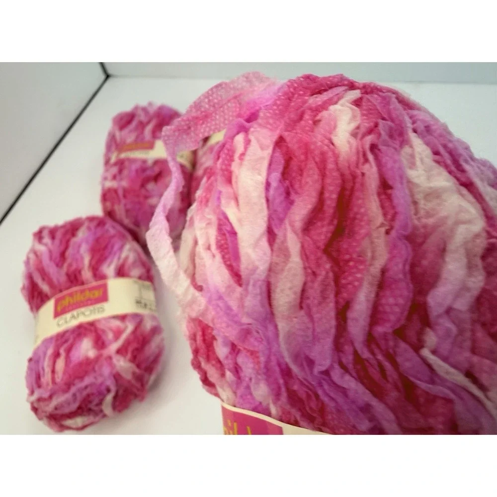 Phildar Clapotis Pink Yarn‎ 100% Nylon 25g Each Lot Of 4